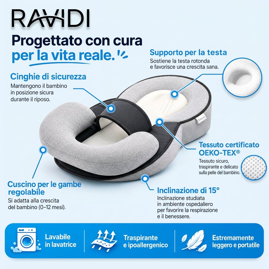 RAVIDI™ Baby Dream - Per Reflusso, Coliche & Riposo Tranquillo
